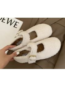 Outlet Winter lamb-wool flats with fleece metal clasp shoes