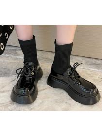 Outlet Knitted velvet Lace-up martin boots 