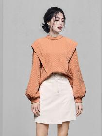 On Sale Pure Color Irrgular Top+Irrgular Fashion Slim Skirt 