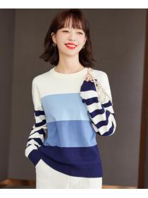 Outlet Color Matching Knitting Fashion Sweater 