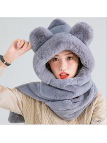 Outlet Thickness scarf hat gloves three-piece set autumn/winter three-in-one warm Rabbit hair scarf for ladies