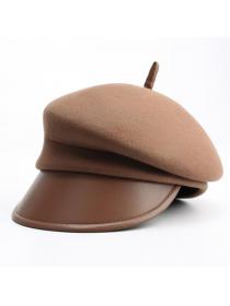 Outlet Winter new Leather eaves cap Korean fashion painter newsboy hat