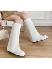 Outlet Fashionable square head Long leg pant boots 