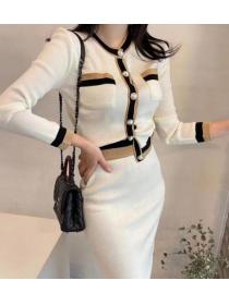 On Sale Color Matching Slim Knitting Suits 