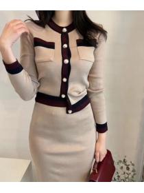On Sale Color Matching Slim Knitting Suits 