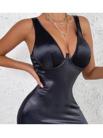 Outlet hot style Trending pure color elastic steel ring slim body Sexy dress