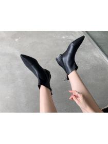 Outlet Autumn and winter double zipper  simple Korean fashion  flat bottom ankle boots