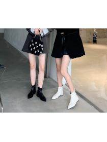 Outlet Autumn and winter double zipper  simple Korean fashion  flat bottom ankle boots