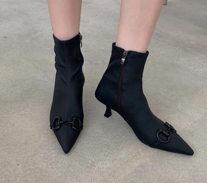 Outlet Autumn/winter Pointy head zipper ankle boots
