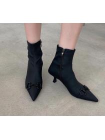 Outlet Autumn/winter Pointy head zipper ankle boots