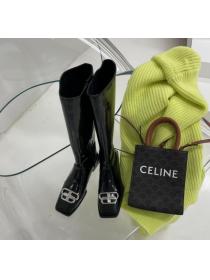 Outlet Fashionable Metal fastener Side zipper Letters Square toe boots