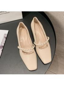 Outlet Autumn new square toe Pearl  matching Mary Jane shoes