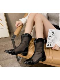 Outlet Spring and summer new all-match thick heel breathable ankle boots 