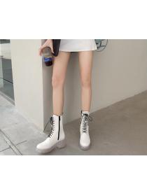 Outlet British style Matching white platform Lace-up boot ankle boots