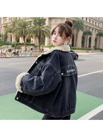 Outlet Winter new Korean fashion Loose Warm Denim Jacket
