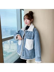 Outlet Winter new Korean fashion Loose Thicken Warm Denim Jacket
