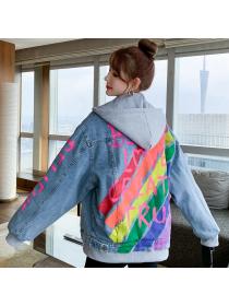 Outlet Trending Winter new Korean fashion Loose Thicken Warm Letter Denim Jacket 