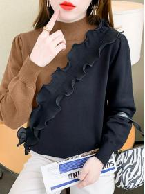 Fashion Style Color Matching Wave  Knitting Top 