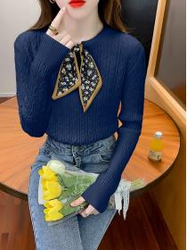 Fashion Style Color Matching Wave  Knitting Top 