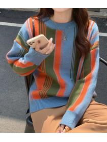 Discount Color Matching Knitting Leisure Top 