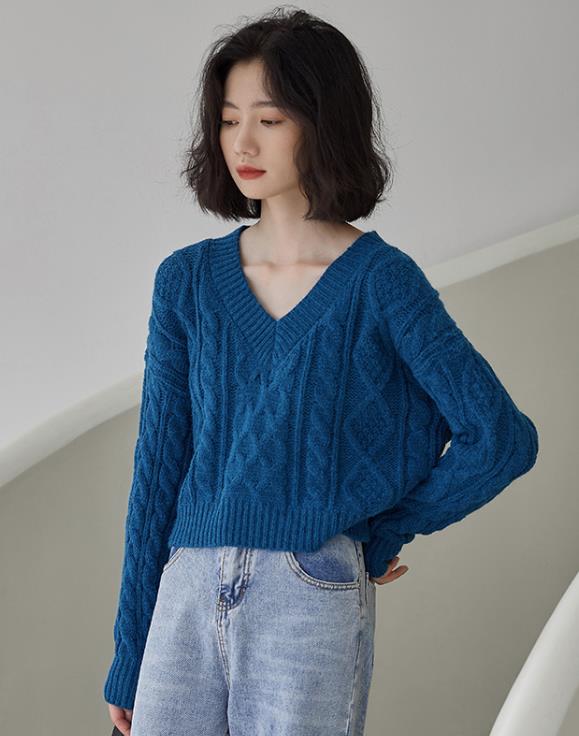 For Sale Pure Color Knitting Fashion Knitting Top