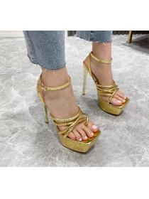 Outlet New Roman style Square-toe Water platform High-heeled Women's sandals