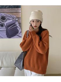 For Sale Pure Color Loose Leisure Knitting Top 