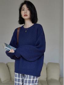 For Sale Pure Color Loose Leisure Knitting Top 