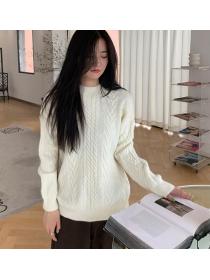Korean Style Pure Color Knitting Thicken Top 