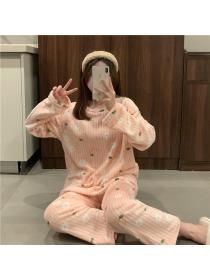 Outlet The new coral velvet warm and sweet pajamas home clothes two pieces sets