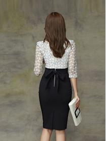 For Sale Lace Hollow Out Tall Waist Dress