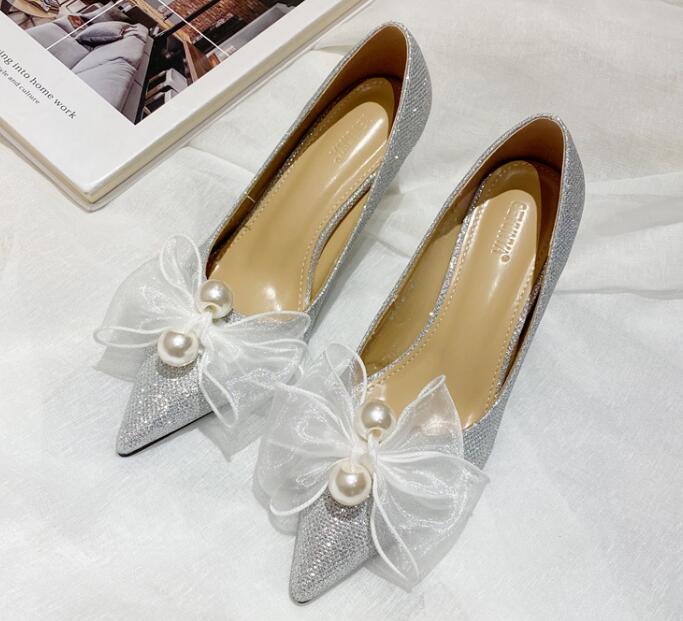 Outlet Fashion Pearl Point toe High heels