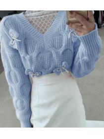 New Style Gauze Matching Stand Collars Sweater 