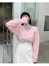 New Style Gauze Matching Stand Collars Sweater 