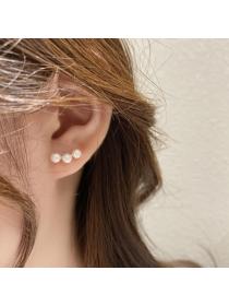 Korean fashion s925 silver needle tassel Pearls earrings