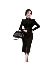 Outlet Korean fashion Nobel Elegant Polo-neck Office Lady Dress