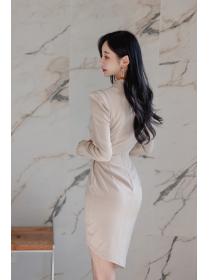 Outlet Korean fashion Elegant Slimming Plain Lady Office Dress 