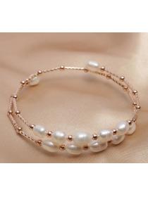 Outlet Fashionable Freshwater Pearl Bracelet 5-6mm Double Circle Pearl Bracelet Bracelet for Wome...