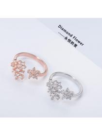 Outlet Simple four-flower fashionable opening adjustable silver jewelry ring