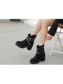 Outlet Coarse-heeled frosted short-tube high-heeled metal Martin boots