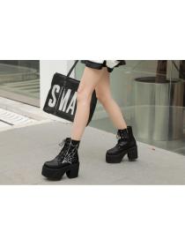 Outlet Chunky heel round-toe high-heel European and American embroidered Martin boots