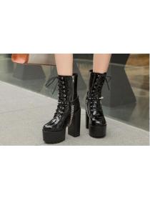 Outlet Winter super high-heel platform thick-heel patent leather Martin boots