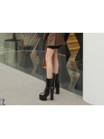Outlet Winter super high-heel platform thick-heel patent leather Martin boots