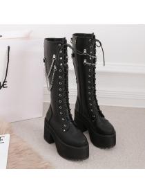 Outlet Chunky heel Platform Chain and cashmere Martin boots