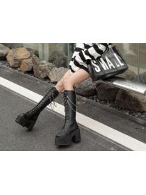 Outlet Chunky heel Platform Chain and cashmere Martin boots