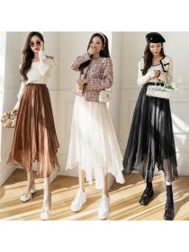 Outlet Irregular Gauze High waist Winter fashion Long length Skirt