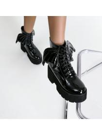 Outlet Platform patent leather short-tube boots Martin boots
