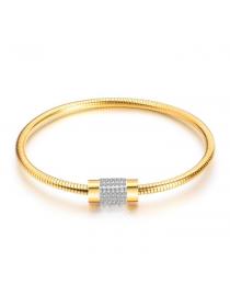Outlet Lady's diamond square snake chain Titanium steel rose gold magnet bracelet