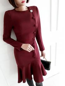 For Sale OL Style Color Matching Slim Dress 