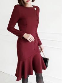 For Sale OL Style Color Matching Slim Dress 